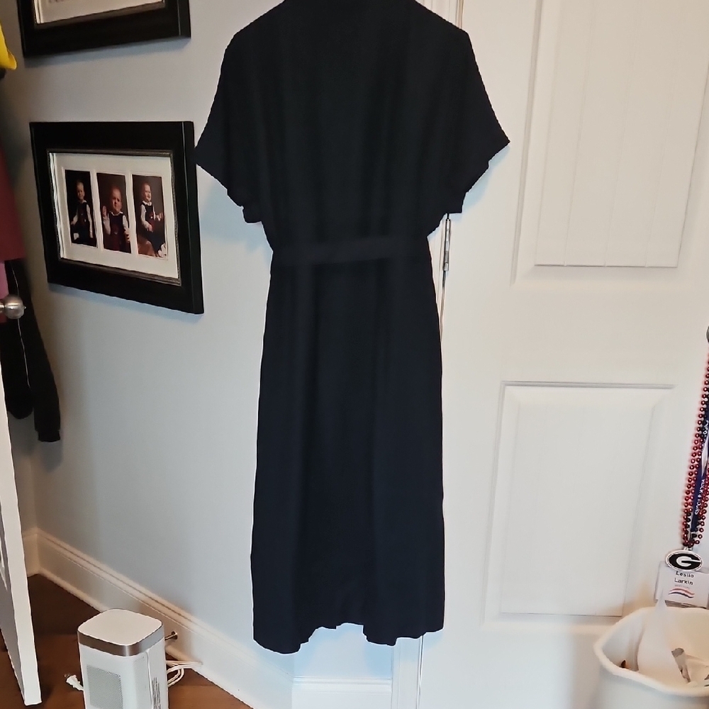 Quince Black Midi Shirt Dress with Self-Tie Waist - Picture 4 of 4